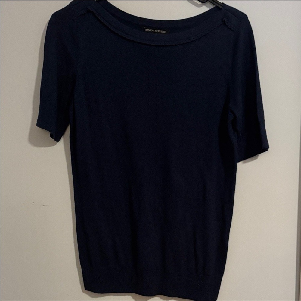 Banana‎ Republic Cotton Blend Dark Blue Sweater Knit Top